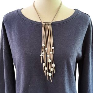 🌟HOST PICK🌟 NWT Lucky Brand Leather and Pearl Necklace